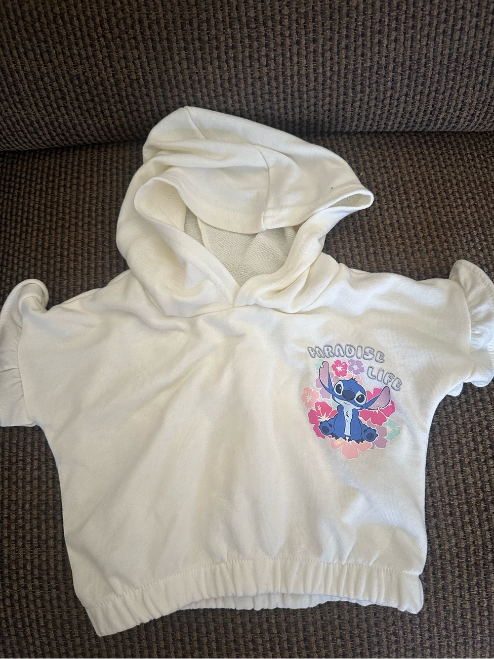 Disney Stitch "Paradise Life" Girls Short Sleeve Pullover Hoodie